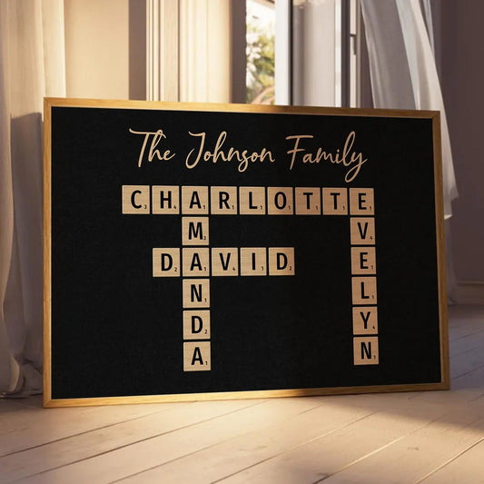 Personalized Family Name Scrabble Poster, Plaque, Keychain, Pillow, Sign - A Perfect Gift for Family