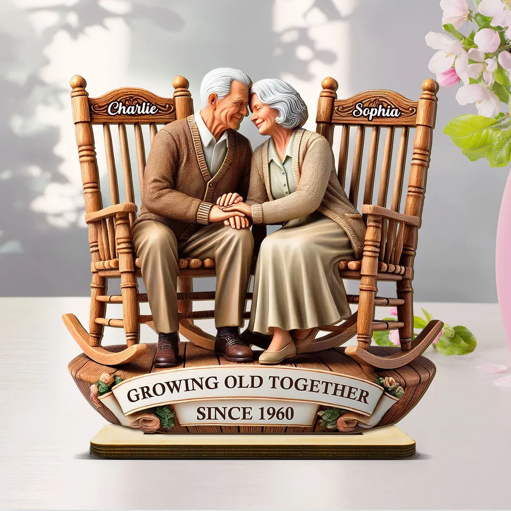 Growing Old Together Couple Acrylic Ornament – Personalized Anniversary Gift