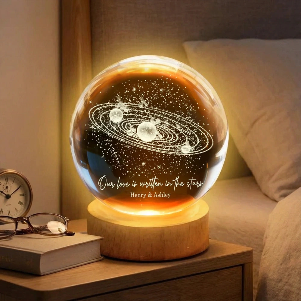 Personalized Globe Lamp with Starry Orbit Design Romantic Night Light Unique Gift for Couple
