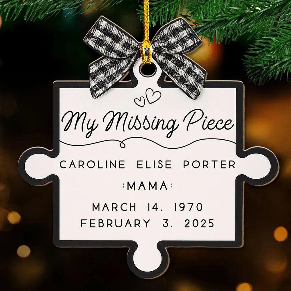Custom Our Missing Piece Wooden Ornament, Heartwarming Memorial Puzzle Decoration for Christmas Tree & Everyday Home Display, Unique Gift