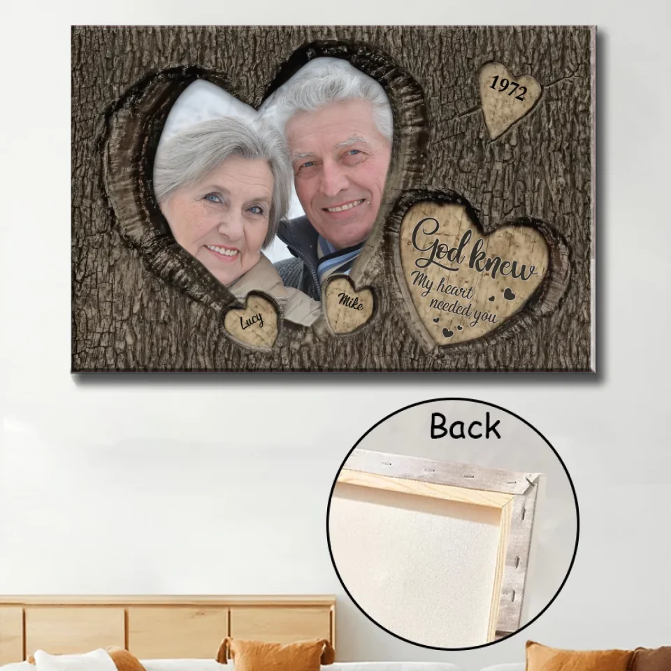 "We Belong Together" Bark Texture Design Custom Canvas, Perfect Gift for Couples, Anniversaries, or Home Decoration