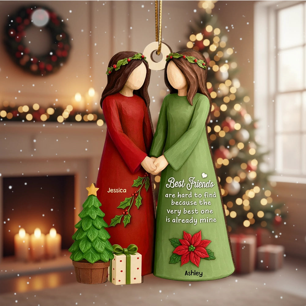 Christmas Wooden Ornament Featuring Friendship Theme · Heartwarming Décor Piece · A Thoughtful Gift for Friends