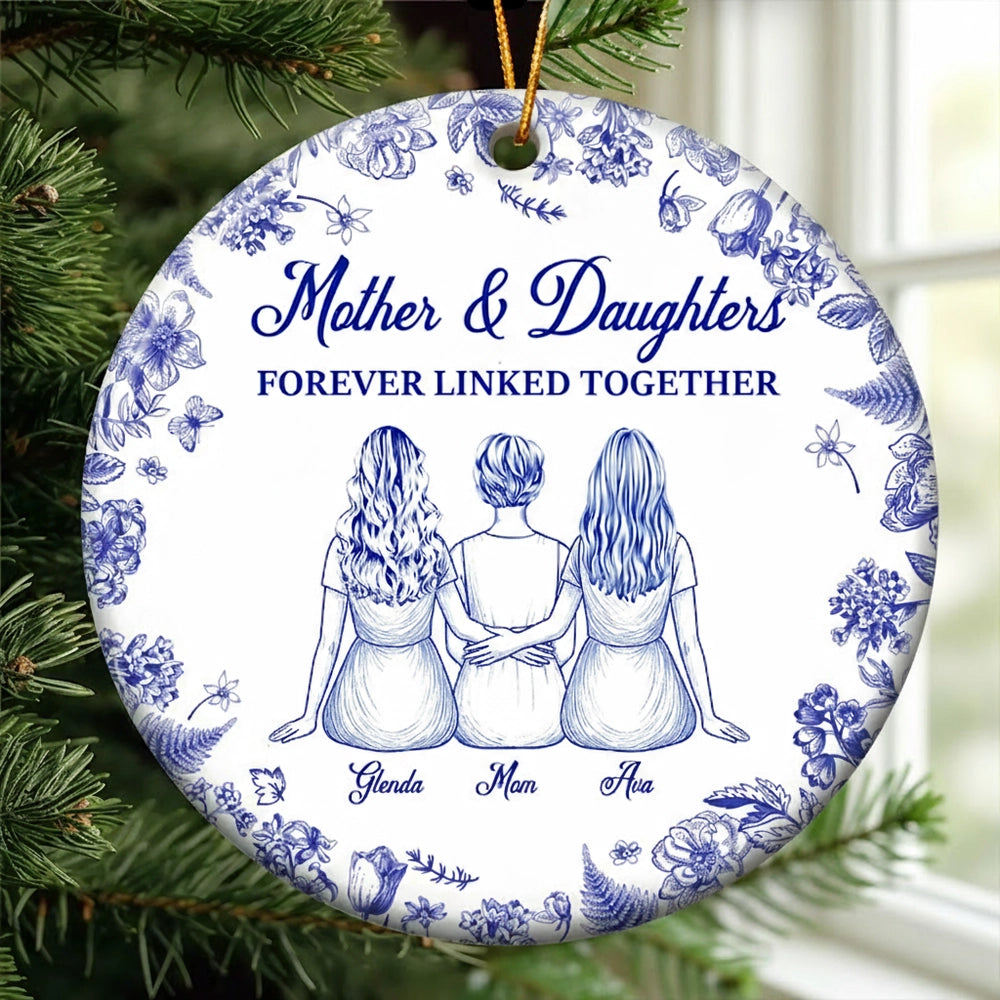 Mother Daughter Ceramic Ornament with Heartwarming Bond, Perfect Gift for Holidays