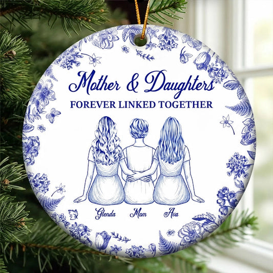 Mother Daughter Ceramic Ornament with Heartwarming Bond, Perfect Gift for Holidays