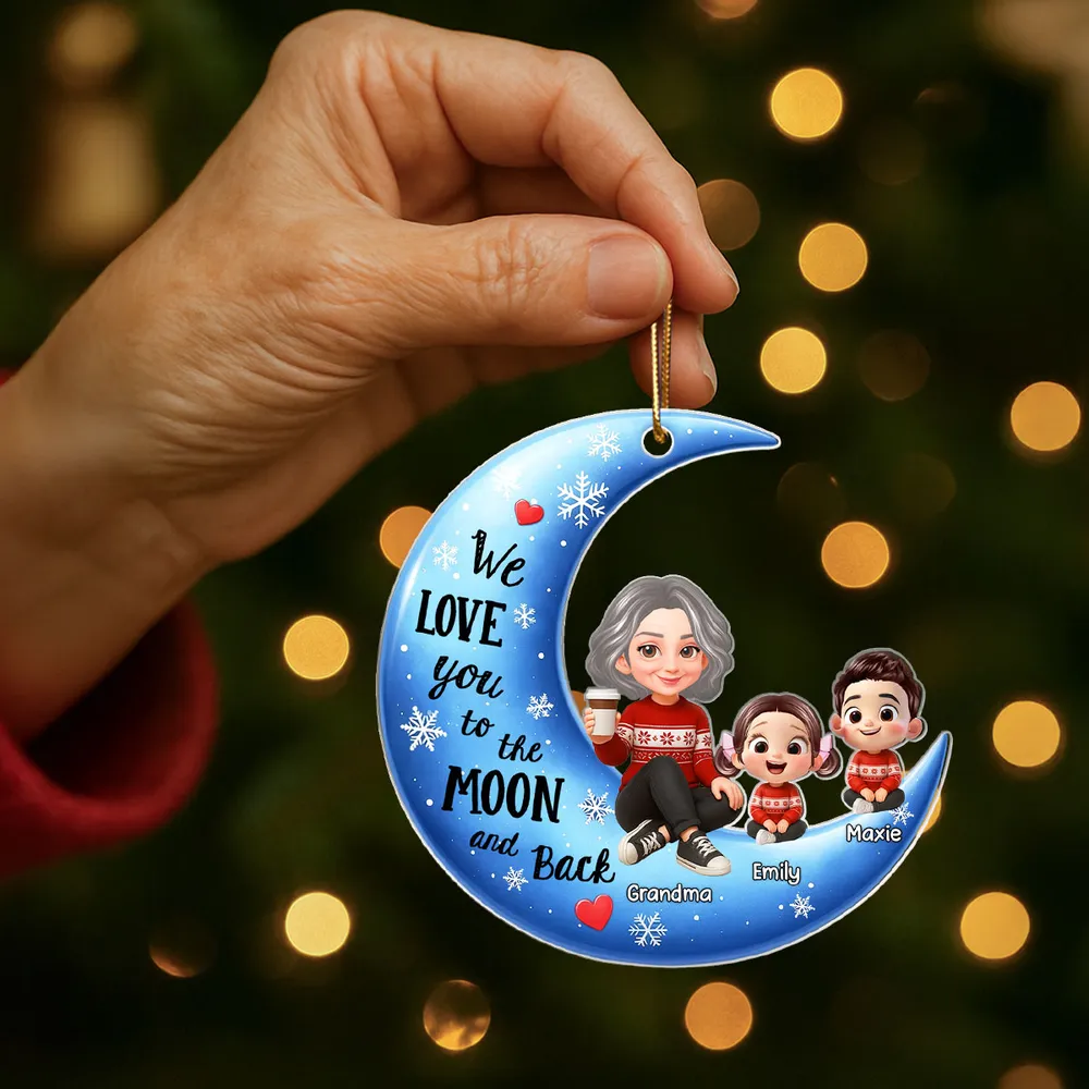 Moon Shaped Acrylic Ornament – Custom Gift with "I Love You to the Moon and Back" Quote