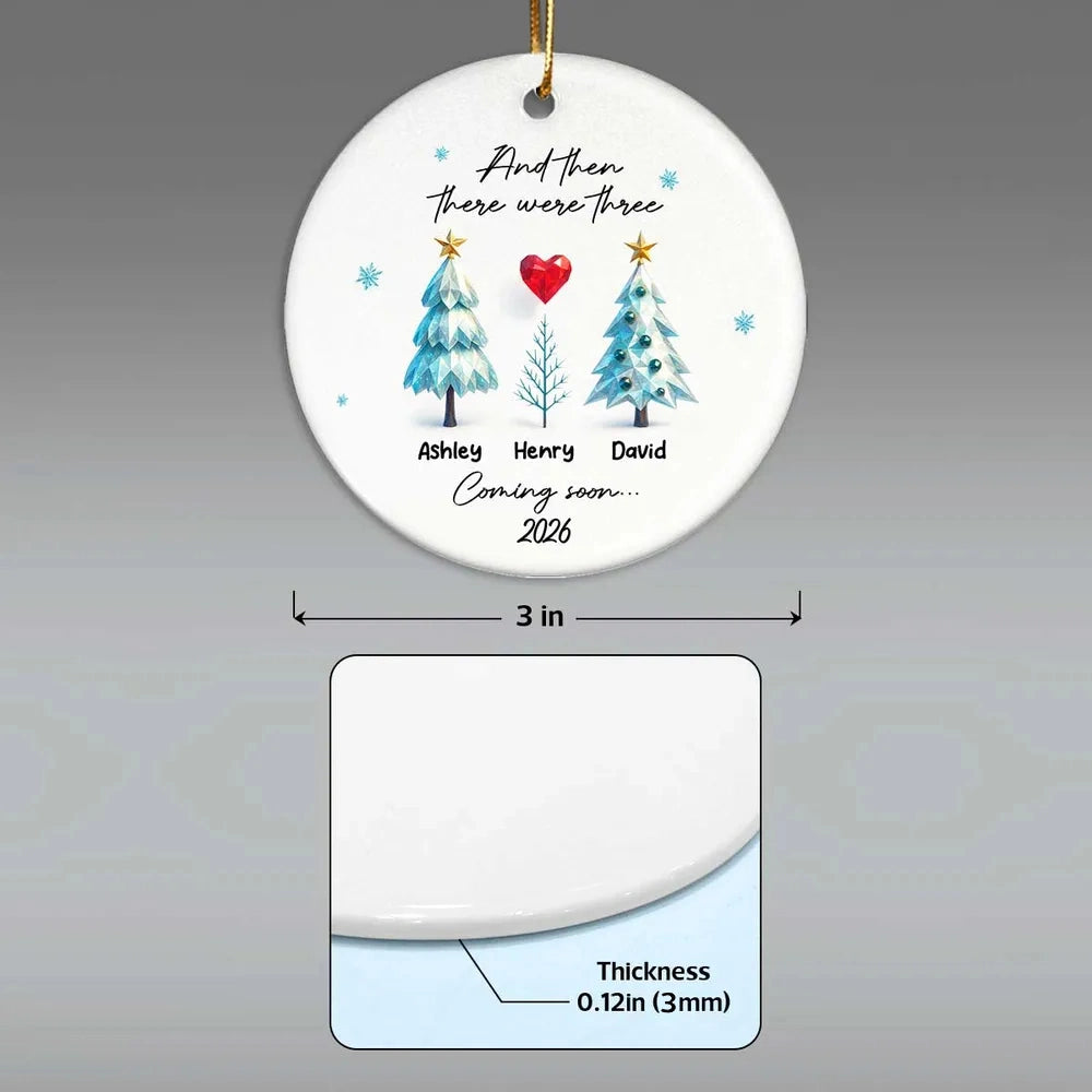 Personalized Expecting Parents Christmas Ornament, “And Then There Were Three/Five”, Baby Coming Soon Family Keepsake