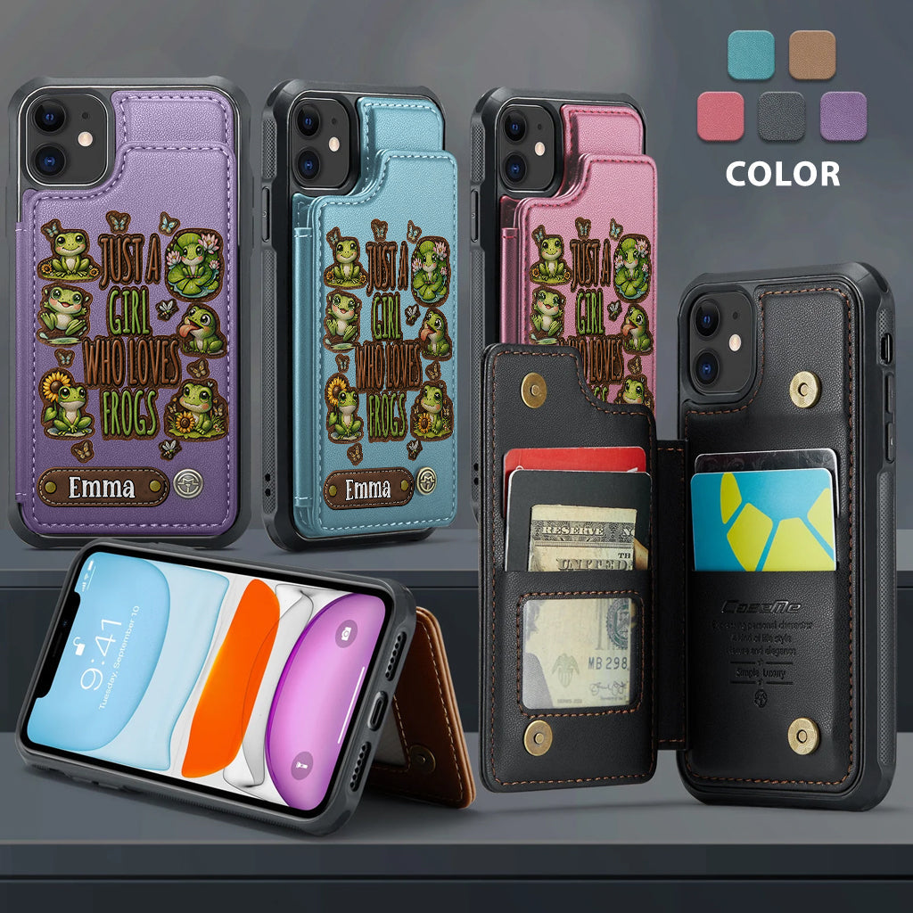Just A Girl Who Loves Frogs - Personalized Frog Wallet Phone Case