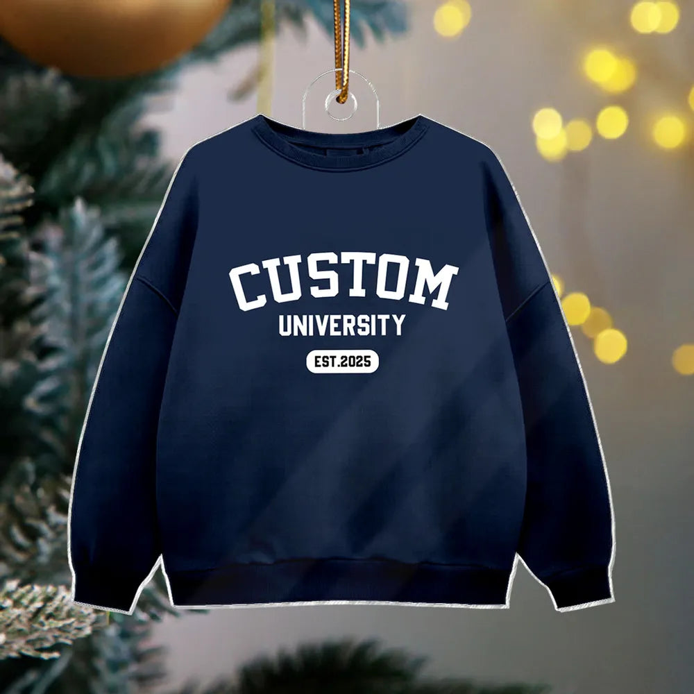 Personalized School Spirit Acrylic Ornament Custom University Sweater Look Holiday Decor Unique Gift