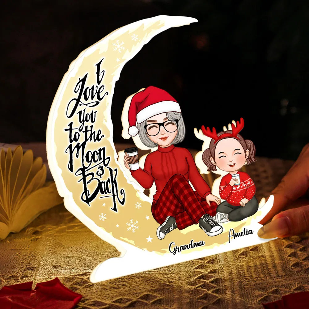Grandma and Granddaughter Heartwarming Moonlight Lamp, Customizable Love Quote Light Box