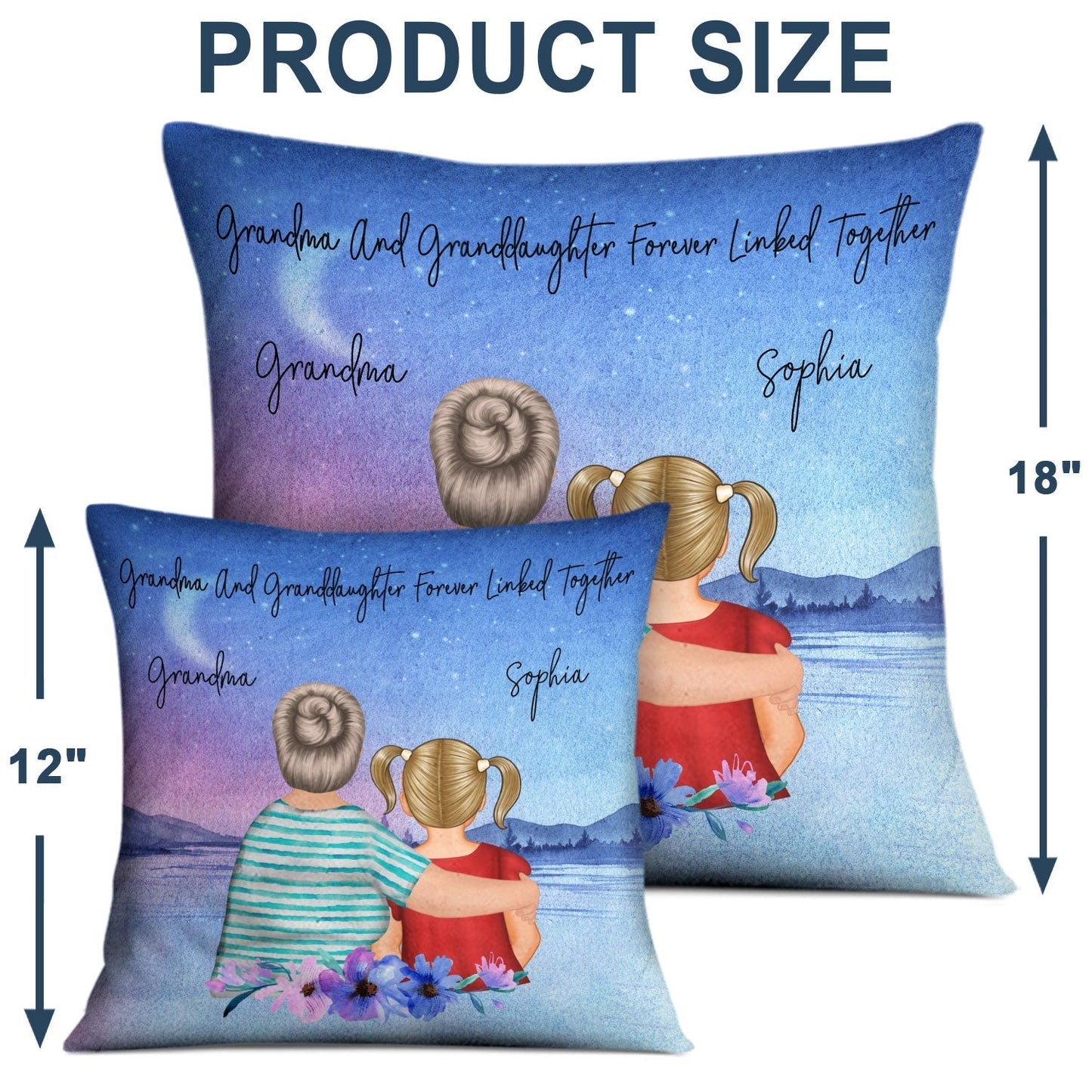 Mother And Daughter Pillow With Watercolor Mountain View, Hugging Scene Cushion, Unique Gift For Mom And Cozy Sofa Decor