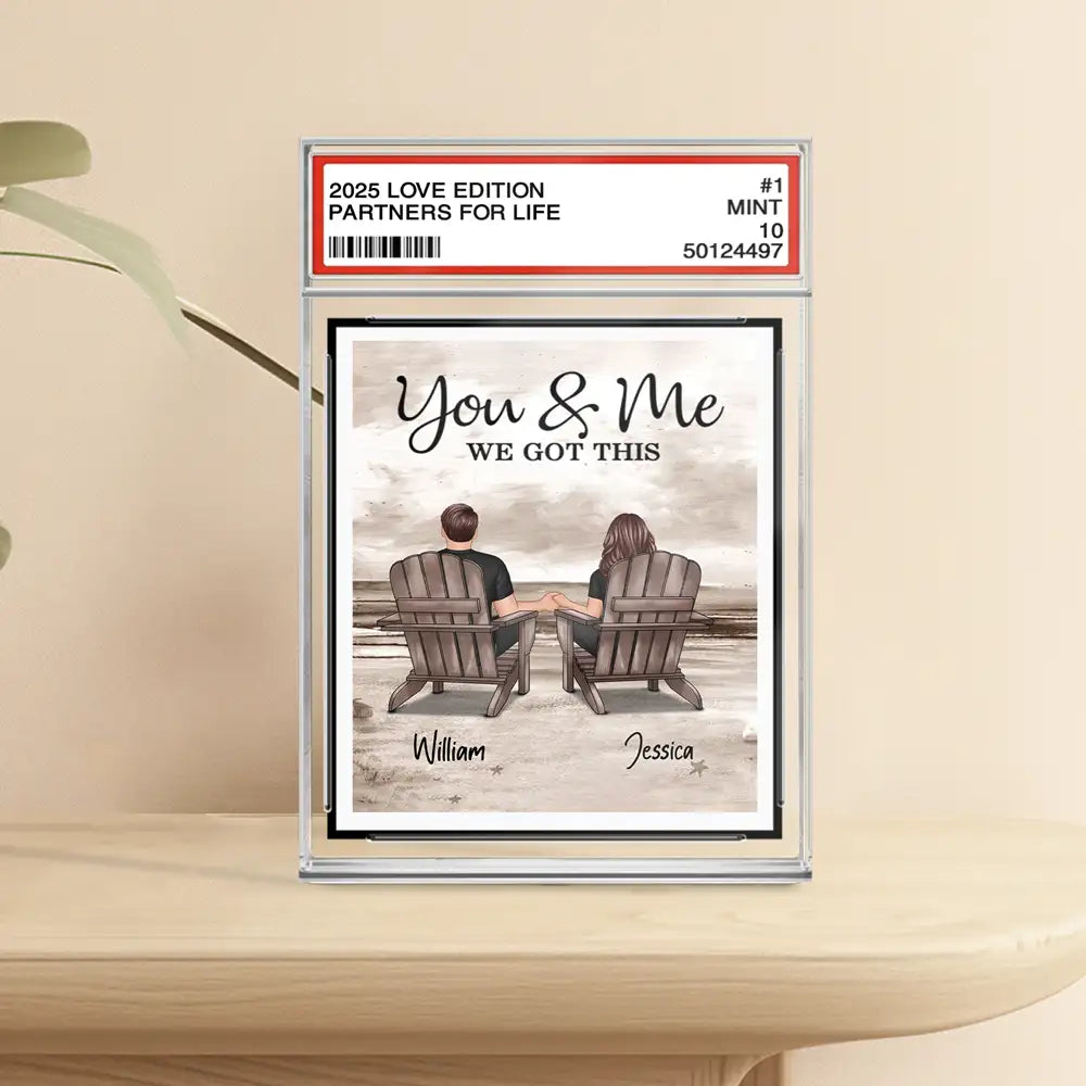 Rectangle Acrylic Block Plaque with Couple Beach Back View Design, High Clarity, Heartwarming Gift for Lovers