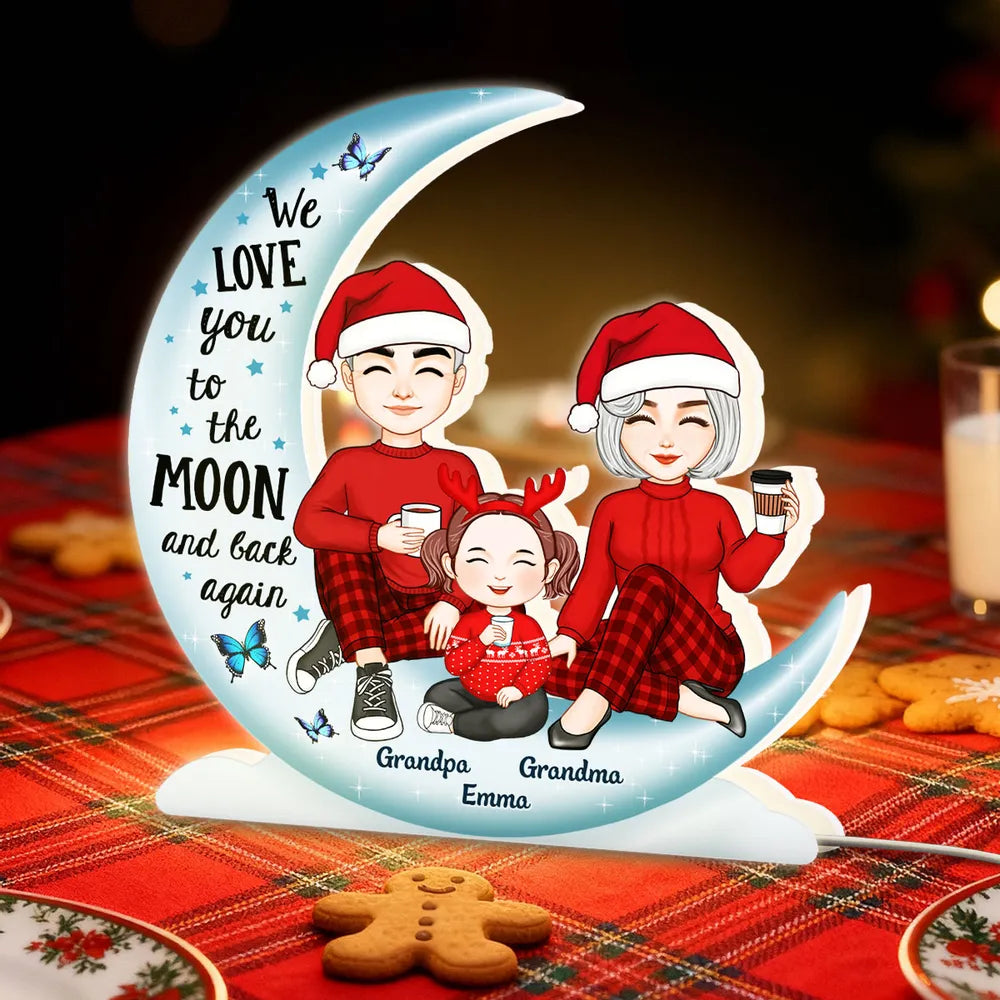 Acrylic Light Box 'We Love You to the Moon and Back' Night Light, Sweet Grandparent Gift, Cozy Bookshelf Decor