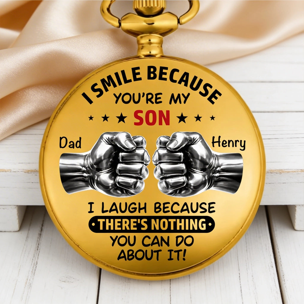 To My Son Pocket Watch, Personalized Message Keepsake, Timeless Gift From Dad for Retirement or Anniversary