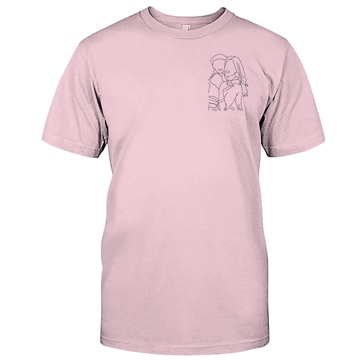 Custom Line Art - Personalized Aunt Embroidered T-shirt