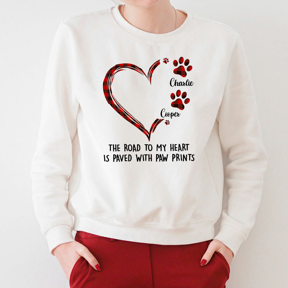 Personalized Pet Lover T-Shirt – The Road to My Heart is Paved with Paw Prints – The Perfect Gift for Pet Owners