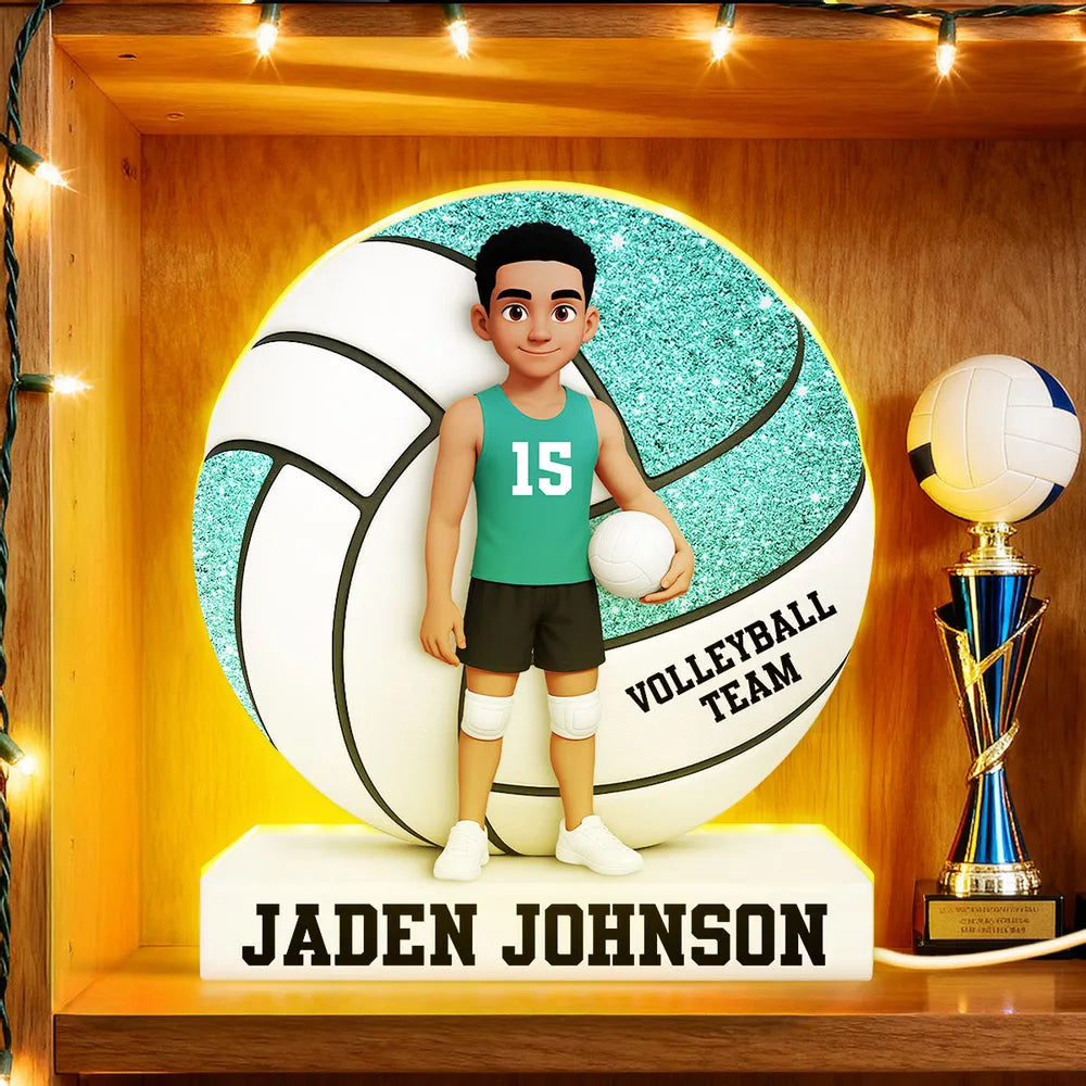 Personalized Volleyball Acrylic Light Box Lamp with Custom Player Design, Soft Warm Glow Bedroom or Bookshelf Décor, Unique Graduation Gift for Athletes