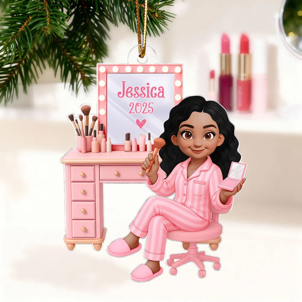 Beauty Lover Acrylic Ornament – Cute Pink Vanity Theme, Perfect Gift for Makeup Enthusiasts