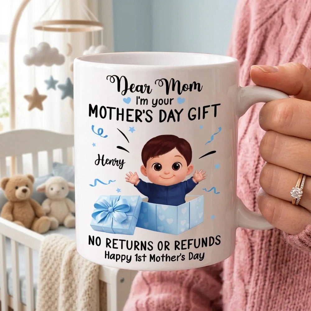 Personalized Ceramic Mug, Dear Mom I'm Your Mother's Day Gift Cute Baby in Gift Box, Unique Funny Gift for Mom