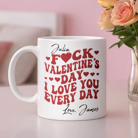 Personalized White Ceramic Mug Retro Love Quote Valentine's Day Gift - Custom Name Funny Cute Hearts Design for Girlfriend Wife