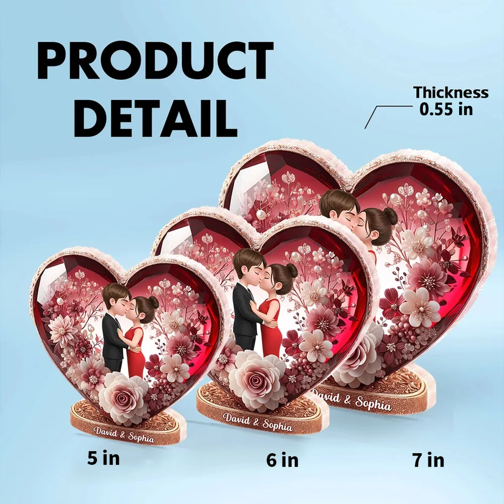 Eternal Love Heart Shaped Acrylic Block Plaque, Personalized Keepsake for a Couple - Sweet Home Accent, Thoughtful Gift for Her or Him