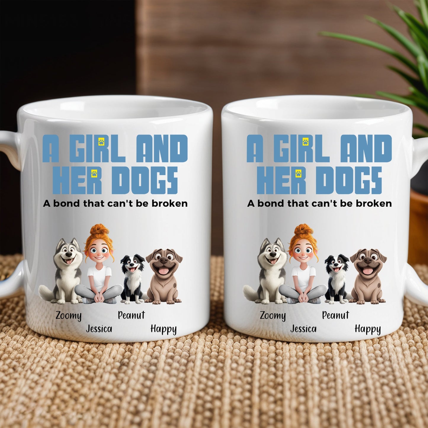 A Girl and Her Dogs" Personalized Mug, Special Gift for Pet Lovers, Perfect Dog Companion Bond Cup