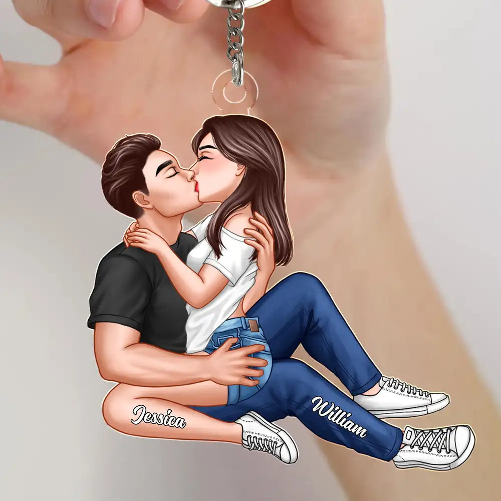 “Adorable Couple Keychain – Custom Acrylic Kissing Couple, Romantic Gift for Boyfriend & Girlfriend”