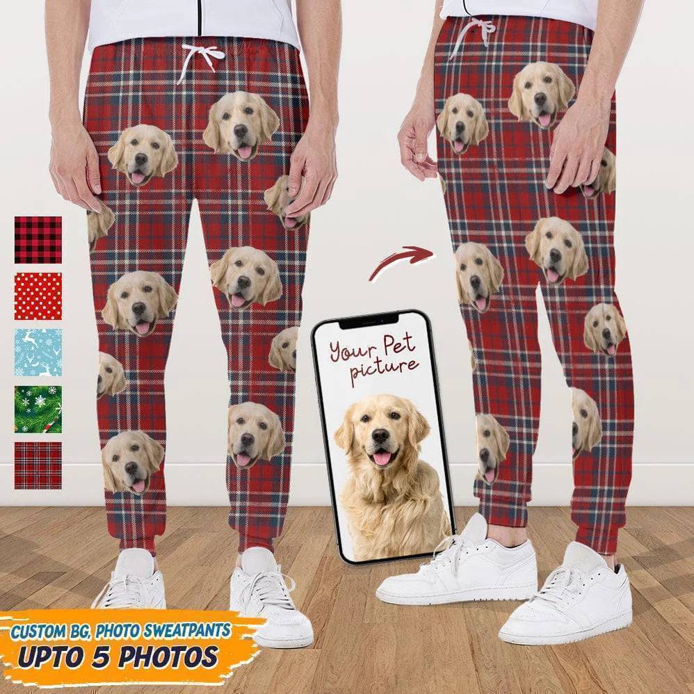 Custom Photo With Christmas Pattern Dog Men and Women's Sweatpants - Any Dog Lover Will Be Moved By This Gift