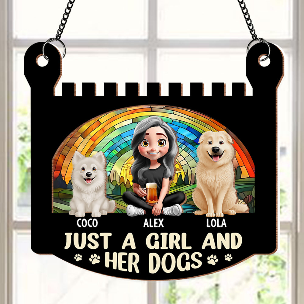 Personalized Girl & Dog Acrylic Ornament - Custom Wood Layered Gift
