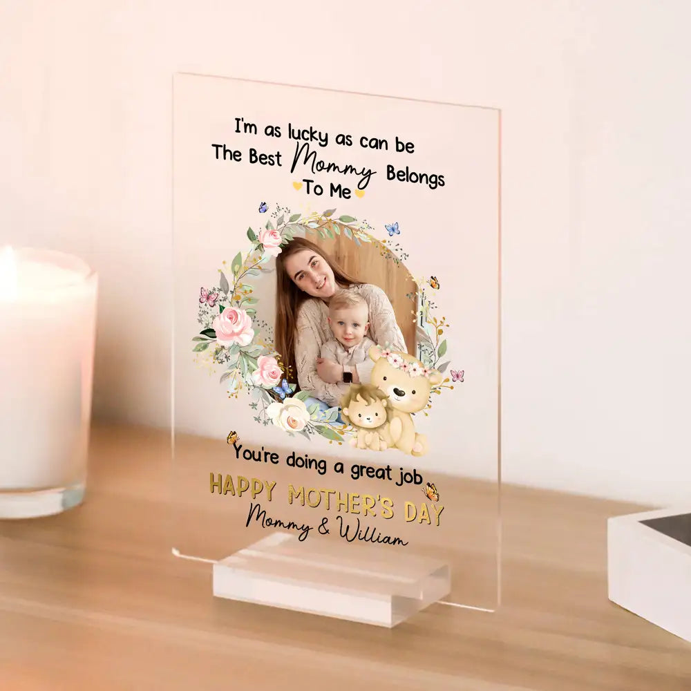 Personalized Baby Plaque with Sweet Floral Elephants Design