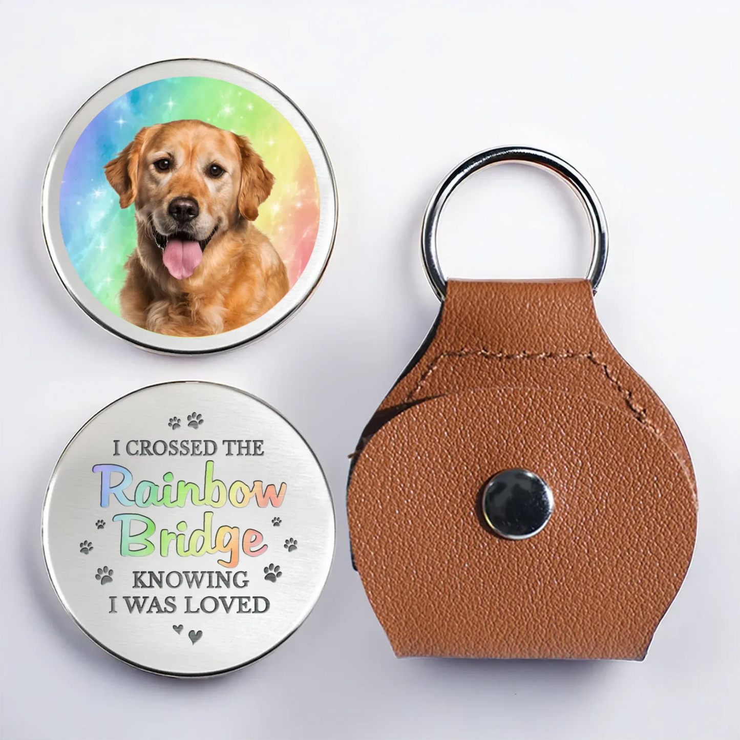 Custom Dog Photo Pocket Token Paw‑Print Quote, Comfort for Dog Moms & Dads
