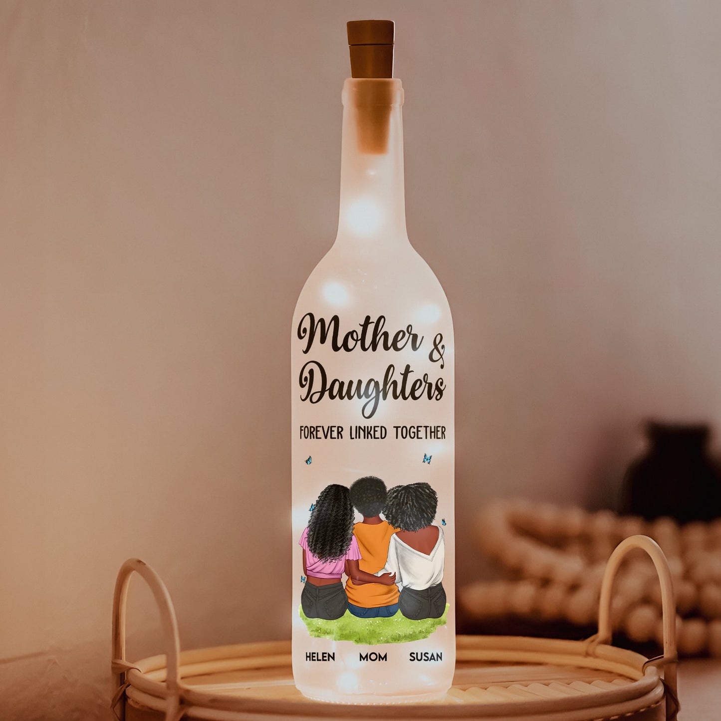 Custom Hugging Figures Bottle Lamp – Mother and Child Forever Bonded Light-Up Gift