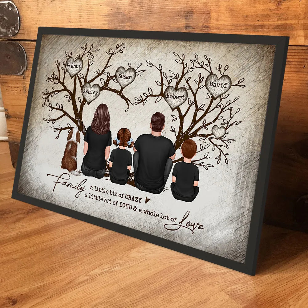 Personalized Family Heart Tree Poster or Canvas Wall Art with Names, Custom Home Decoration, Housewarming Wedding Gift