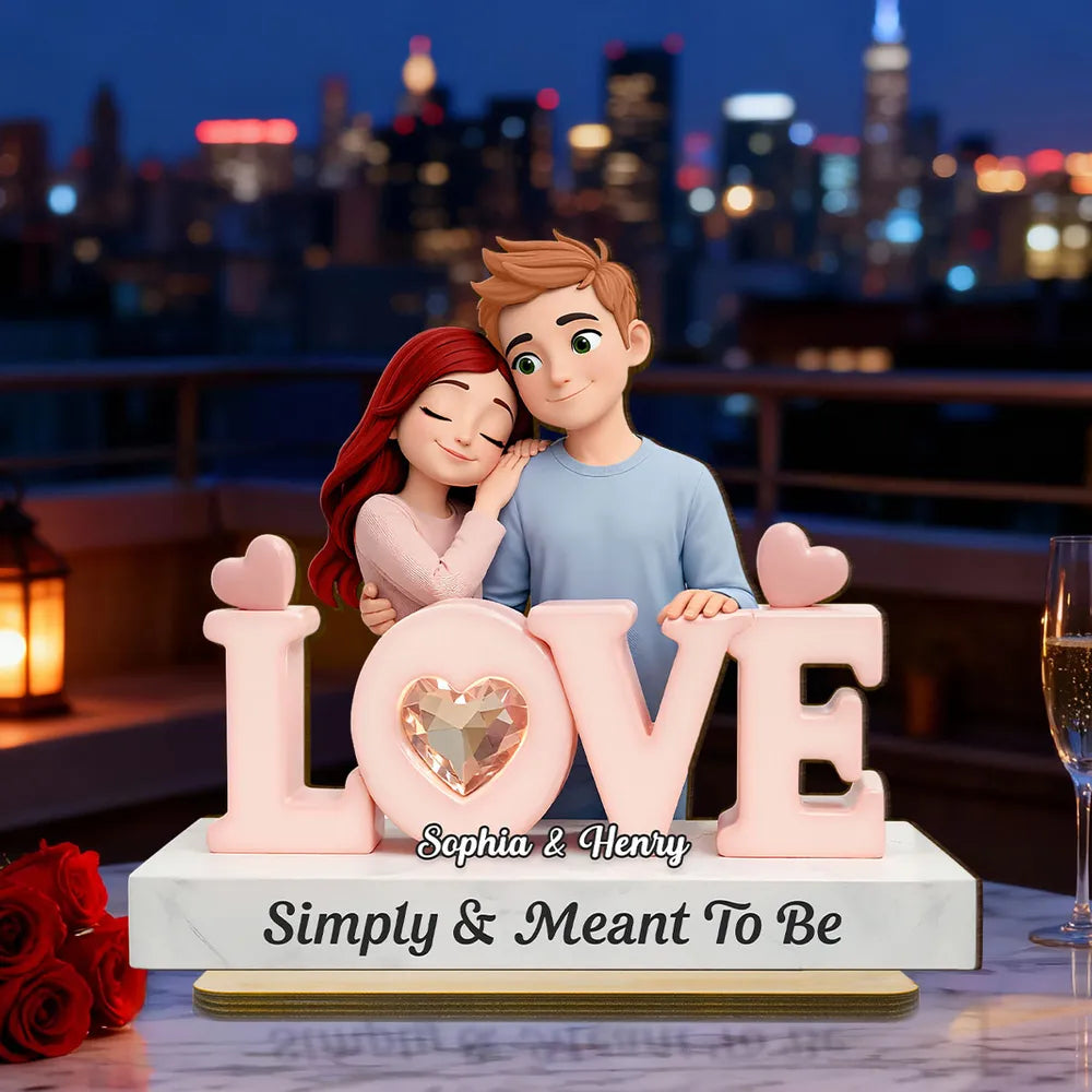 Simply & Meant To Be Wooden Plaque, Personalized Love Decor for Couple Nightstand or Shelf, Thoughtful Unique Gift