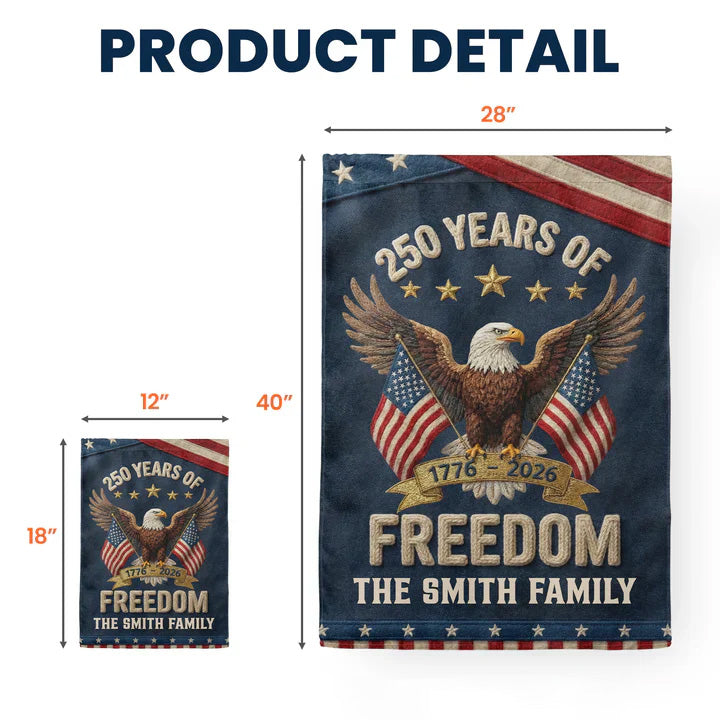 Personalized Garden Flag USA 250th Anniversary Eagle Design for Outdoor Display, Unique Patriotic Gift for Family