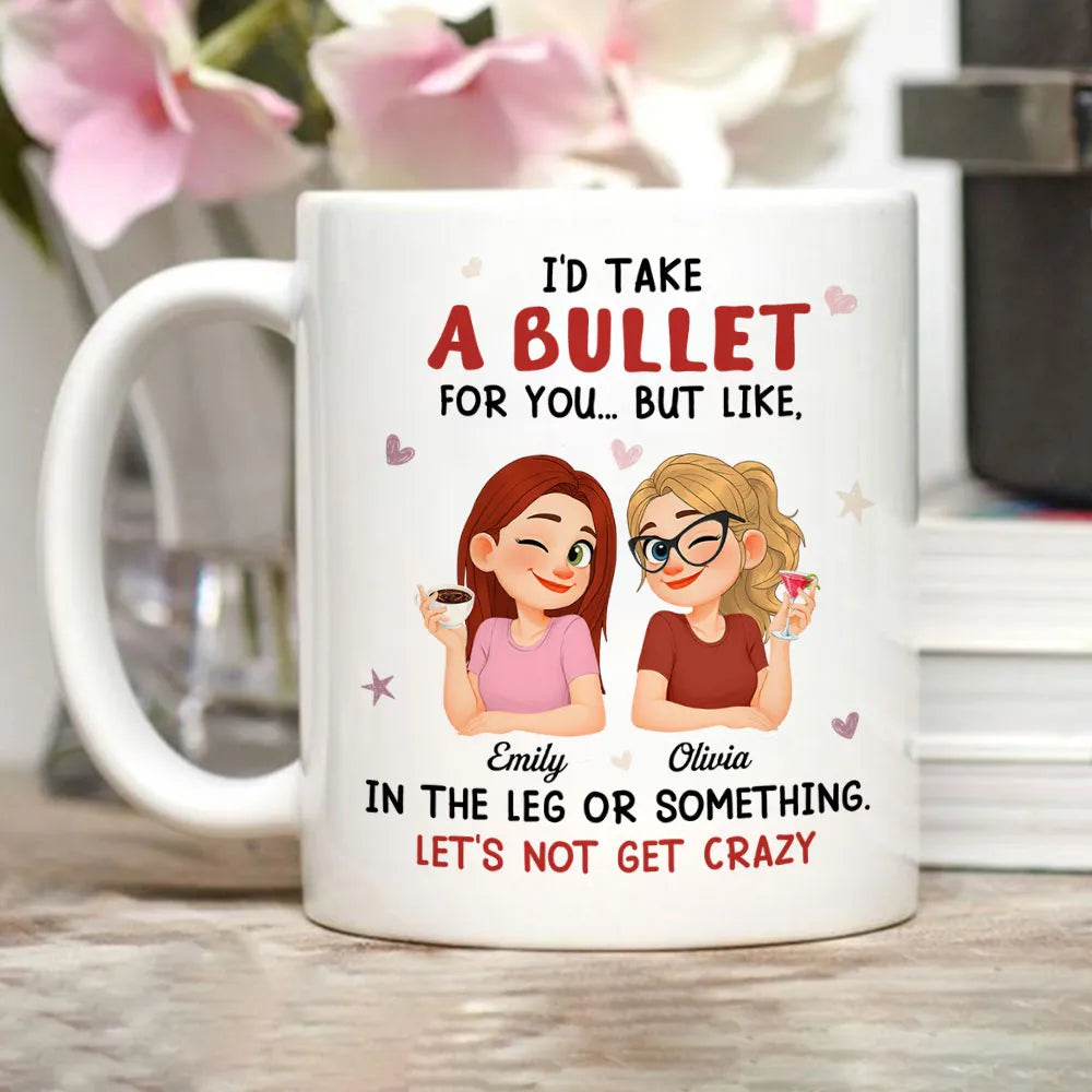 Personalized Best Friend Ceramic Mug Funny 'Let's Not Get Crazy' Cute Cartoon Coffee Gift for Bestie Coworker