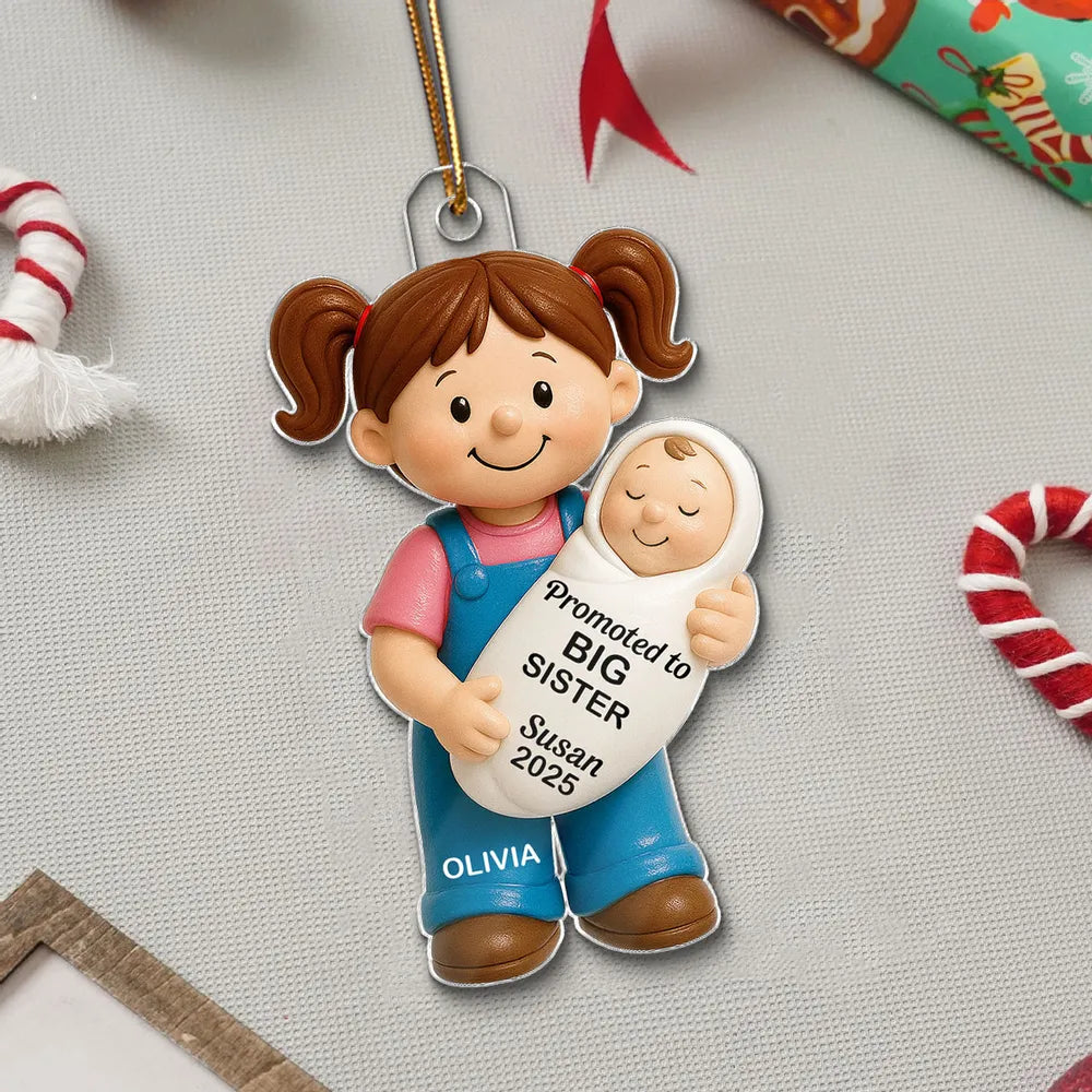 Big Sister Big Brother and New Baby Acrylic Ornament, sweet sibling hug, Christmas tree keepsake, heartwarming décor, a thoughtful gift for growing families