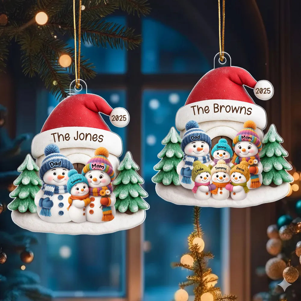 Snowman Family Acrylic Ornament – Heartwarming Holiday Gift for Parents & Kids, Cozy Christmas Decoration