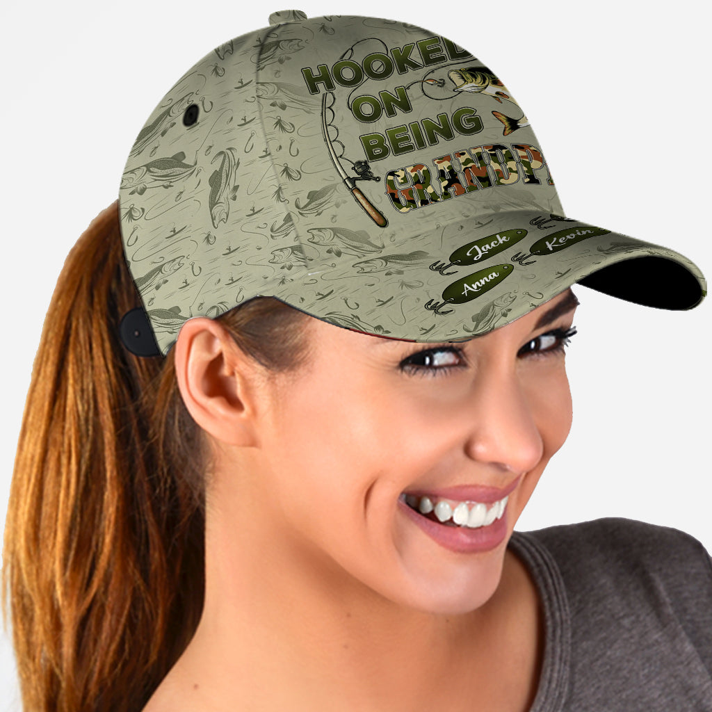 Hooked On Being Dad/ Grandpa... - Personalized Fishing Classic Cap