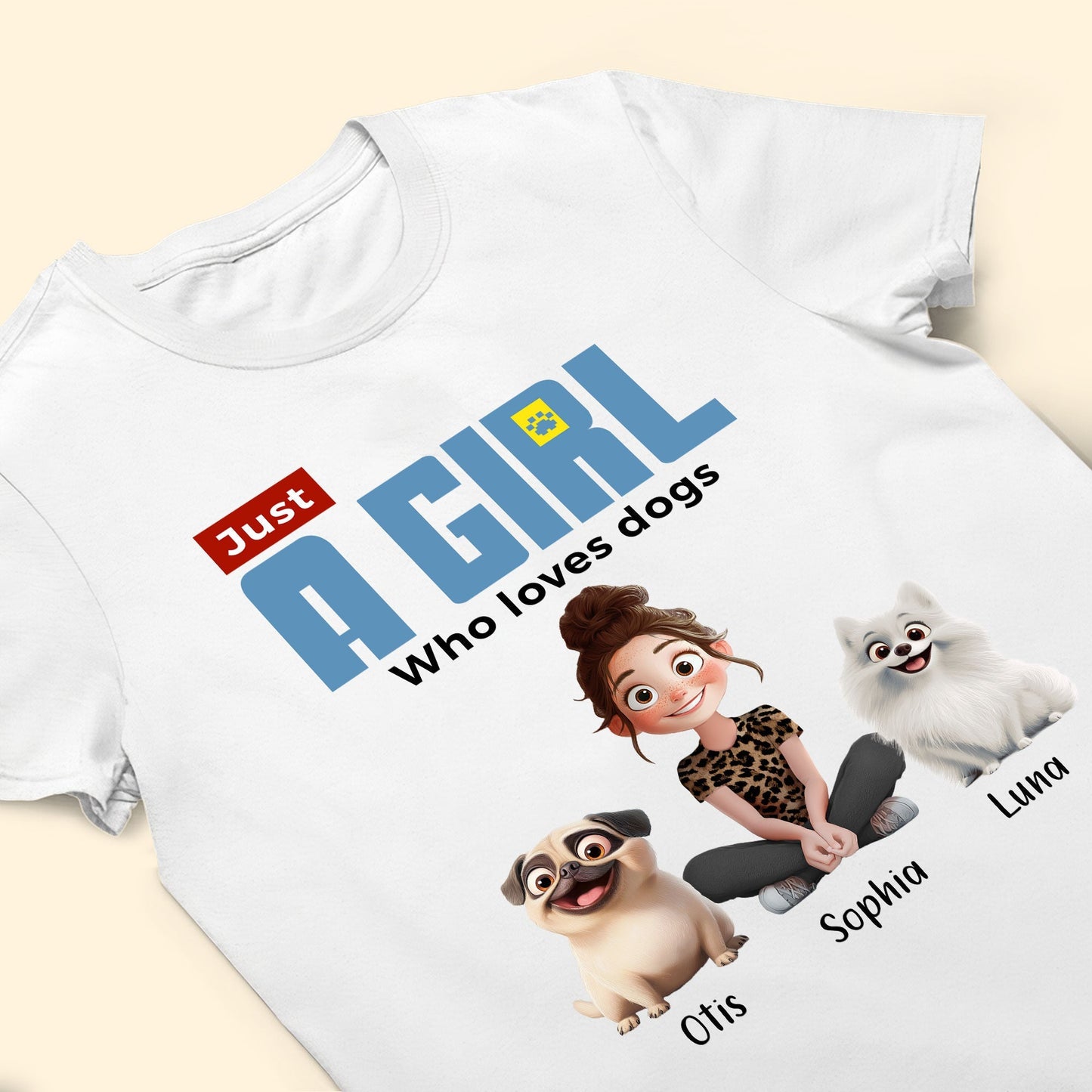 ‘Just A Girl Who Loves Dogs’ Classic Tee – Personalized Pet and Owner Design