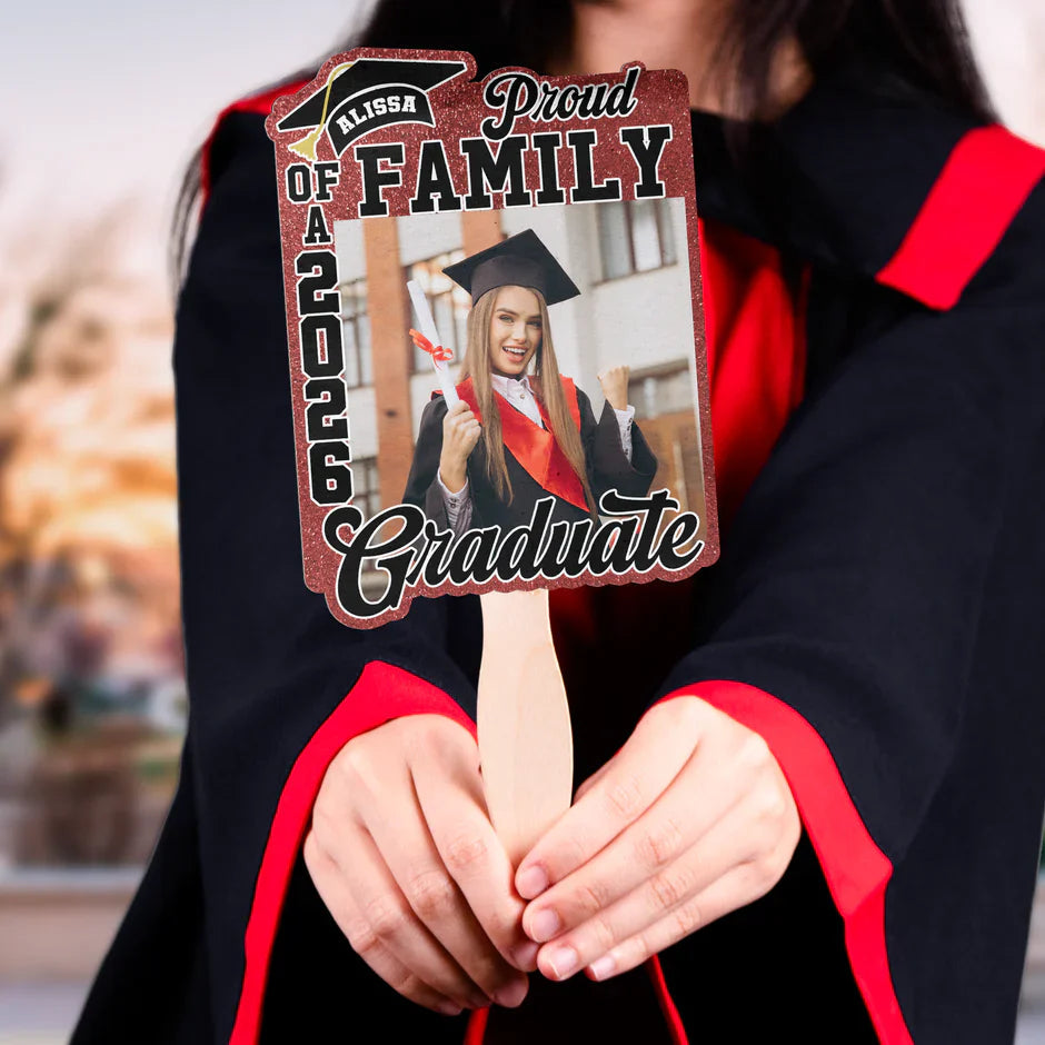 Personalized Graduation Photo Foam Board Fan, Proud Family Keepsake, Unique Gift for Grad Celebration