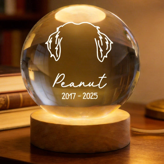 Custom Pet Remembrance Globe Lamp with Dog Head Outline, Soft Glow Sympathy Decor, Thoughtful Unique Gift for Pet Owners