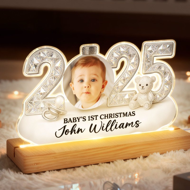 LED Light Plaque Baby Photo Night Light, Warm Glow for Christmas Nursery Decor, Cozy Keepsake, a Unique Gift for New Parents