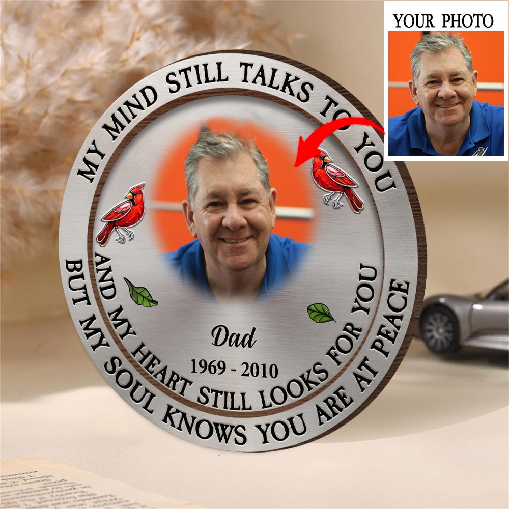 Custom Car Hanger for Loss of Mom - Sentimental Photo Keepsake - "My Mind Still Talks To You" - Unique Memorial Gift