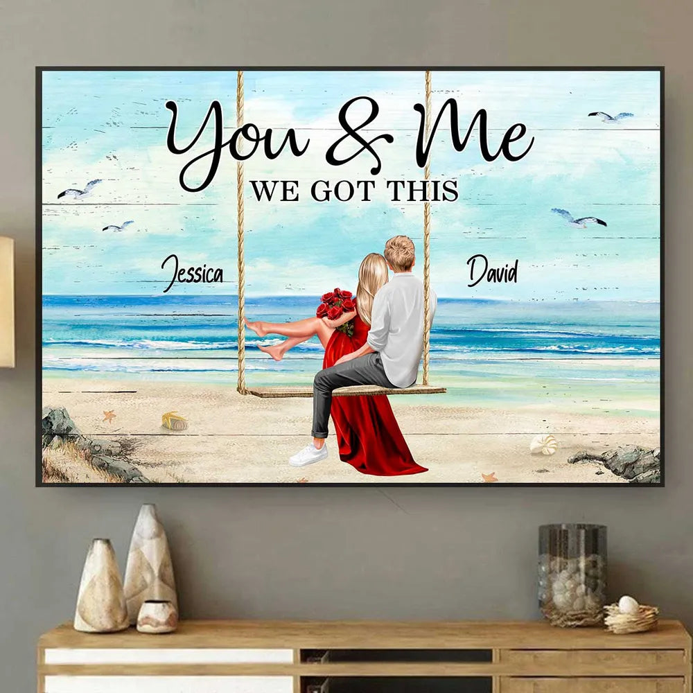 Personalized Romantic Poster with Couple on Swing, Love Home Décor and Gift for Couples