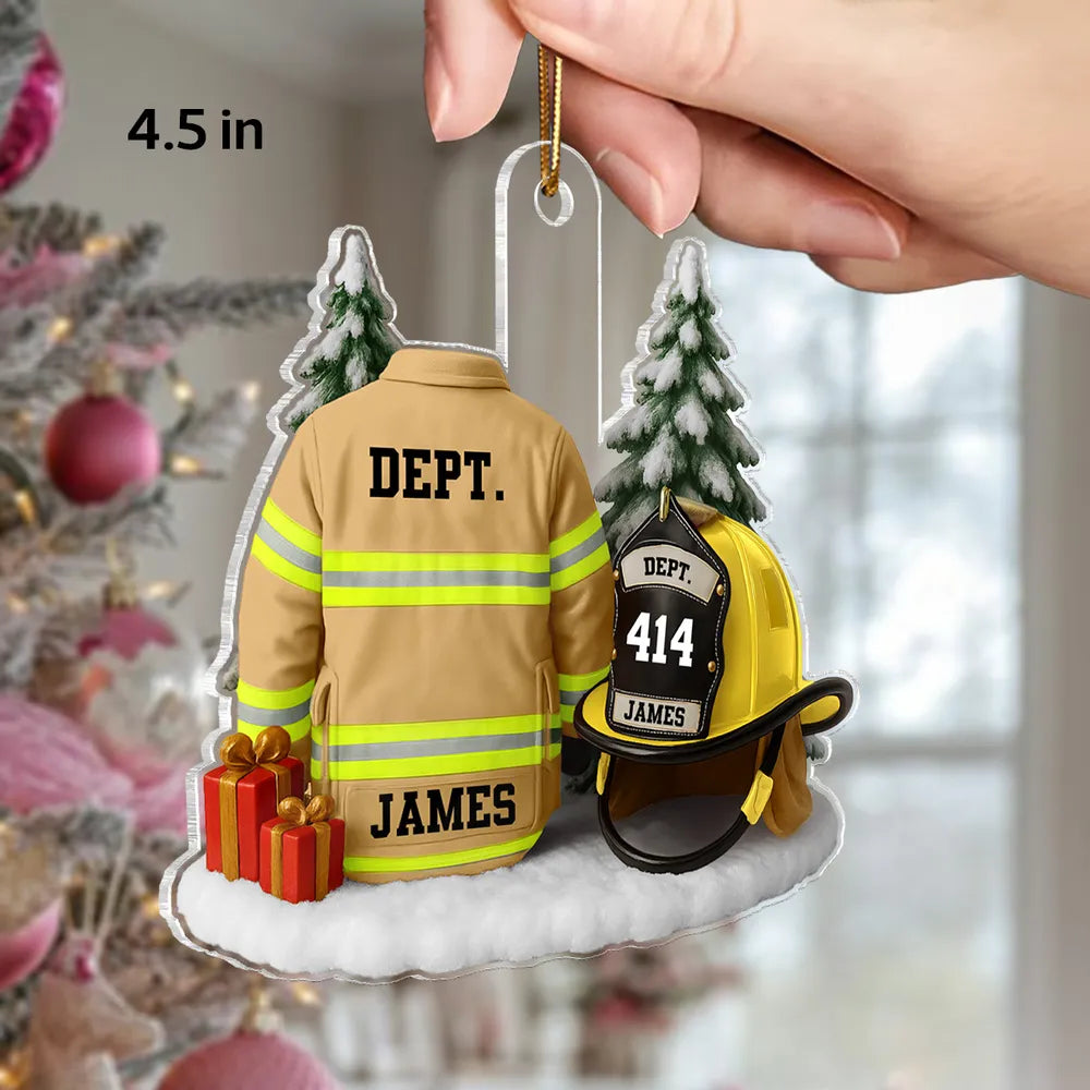 Firefighter Ornament – Fire Jacket and Helmet Design, a Heartfelt Gift Honoring Bravery and Service