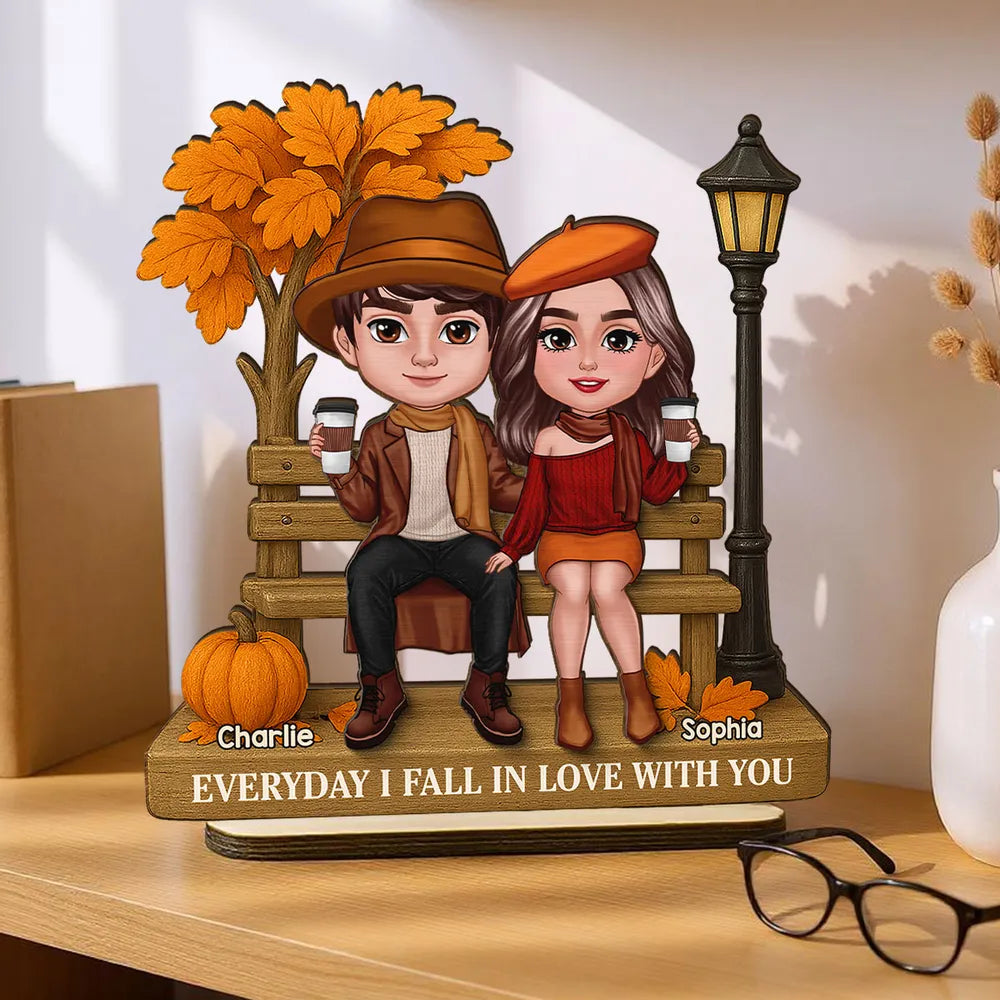 “Everyday I Fall in Love with You” Wooden Plaque – Custom Gift for Couples or Lovers