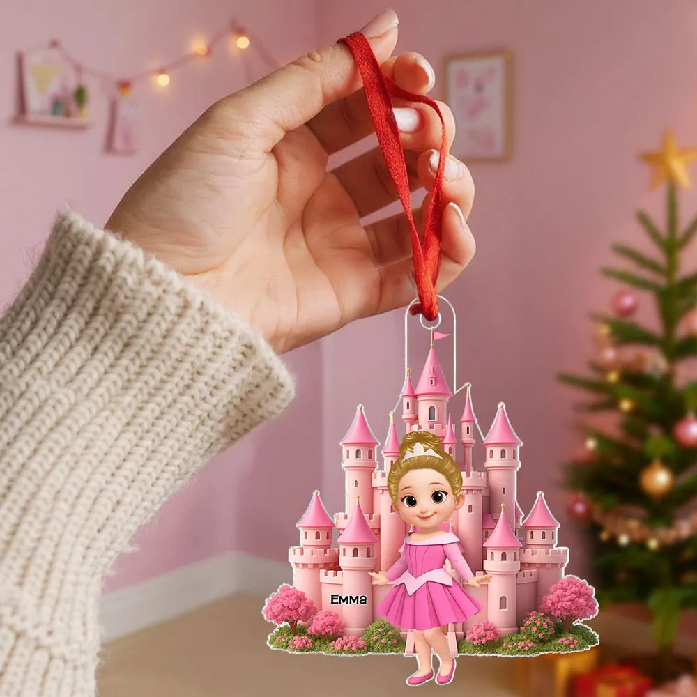 Princess Castle Acrylic Ornament – Personalized Christmas Gift for Little Girls