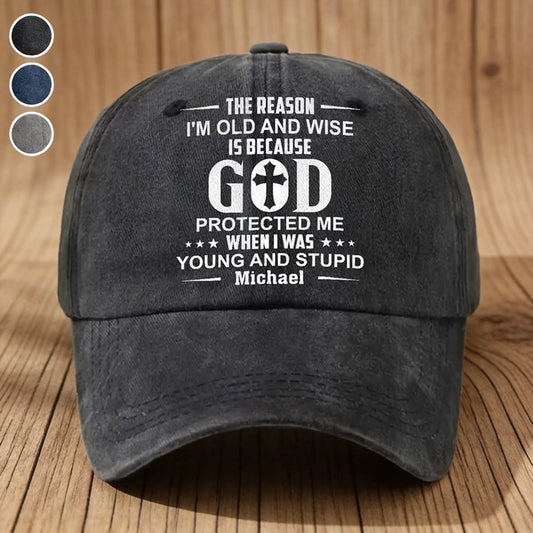 Washed Denim Baseball Cap with Funny Faith Quote, Personalized Vintage Hat for Everyday Outdoor Wear, Unique Gift