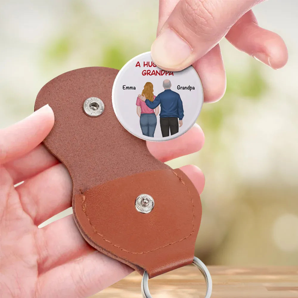 A Hug From Grandpa Grandma – Pocket Hug Keepsake for Granddaughter or Grandson, Stainless Steel Back-View Hug Design, Heartwarming Gift