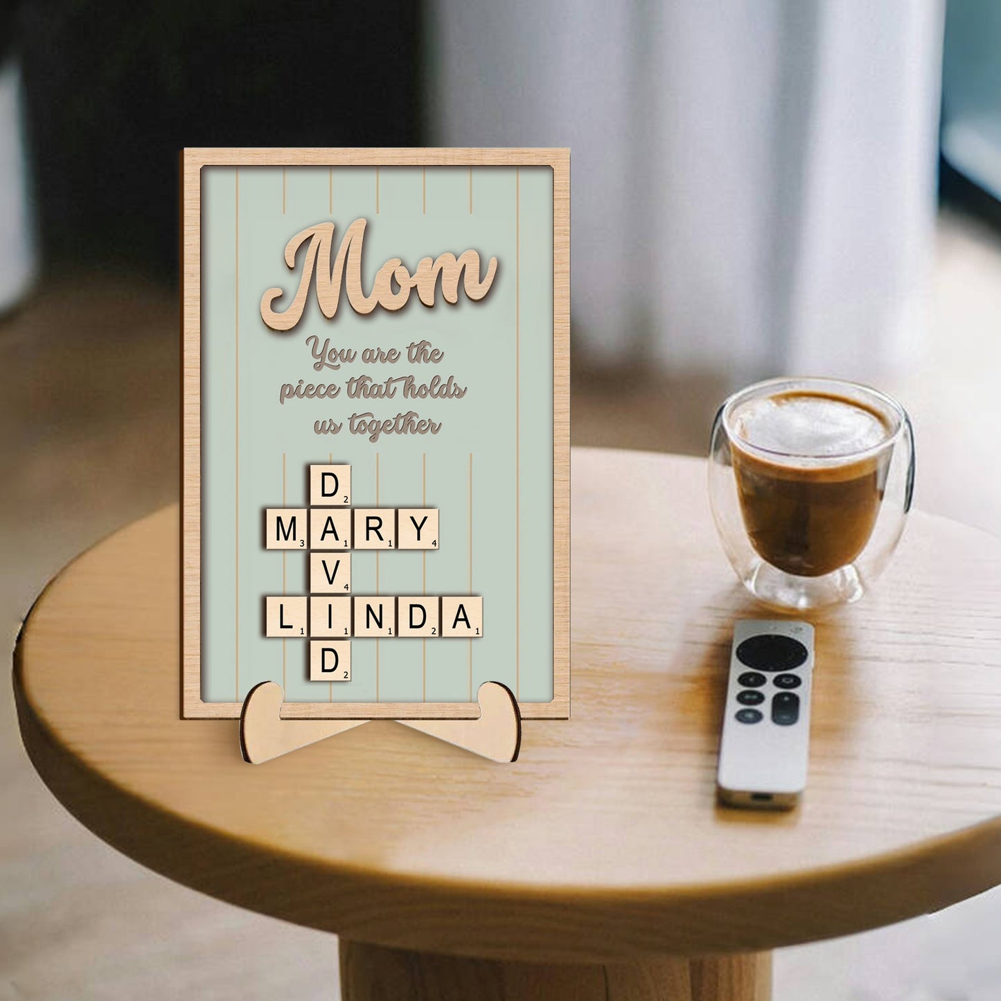 Personalized 2-Layer Wooden Puzzle Art Plaque - Mom, The Piece That Holds Us Together, Perfect Gift for Mom